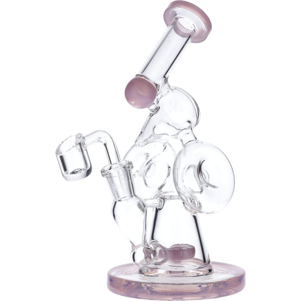 7" Hourglass Base Water Pipe - Milky Pink