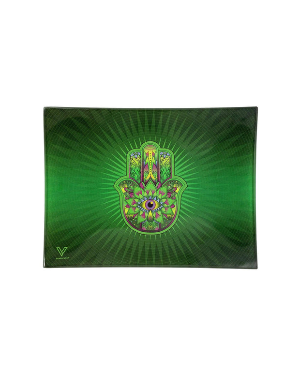Hamsa Glass Rolling Tray